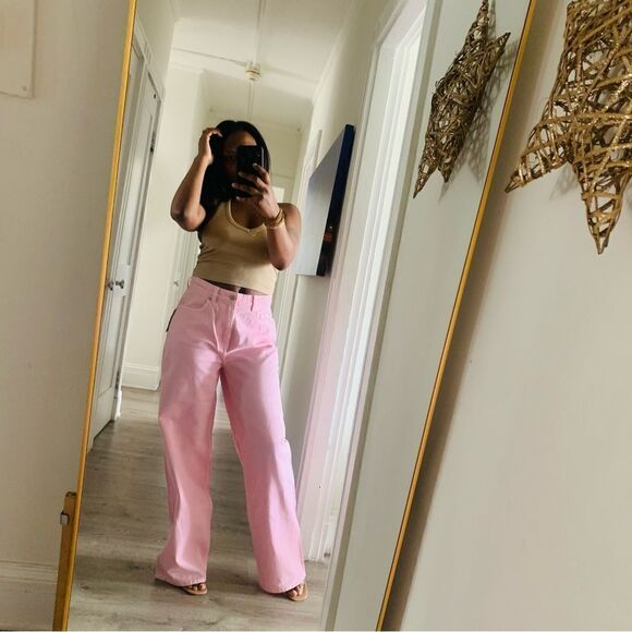 & OTHER STORIES WIDE LEG JEANS PINK - Picture 3 of 15